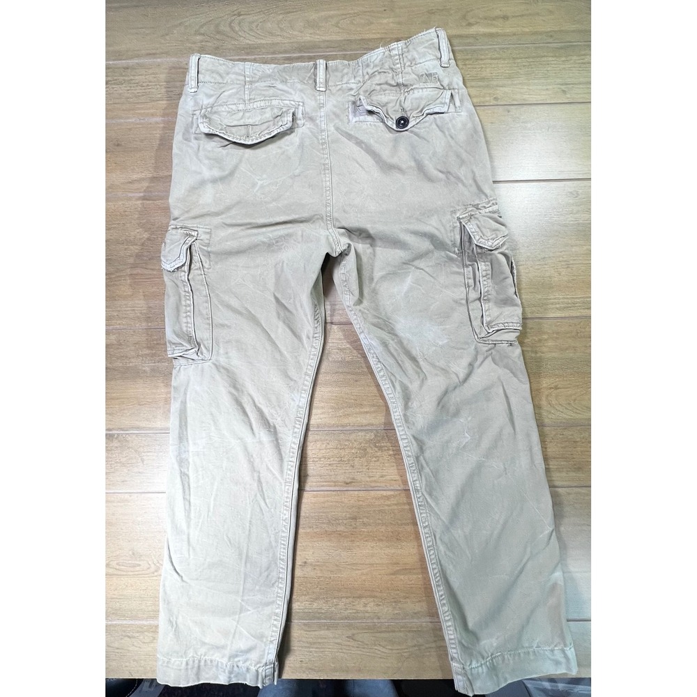American Eagle Outfitters Mens Khaki Cargo Pants Relaxed Fit Distressed Sz 34x31 - Picture 2 of 10